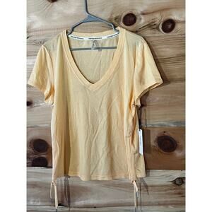 NWT! Calvin Klein Performance waffle knit Vneck top.blouse. Orange. Size XL